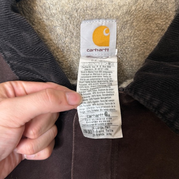 Vintage Carhartt Sandstone Duck Artic J184 Jacket Dark Brown Size XL-Tall Lined - Picture 3 of 8
